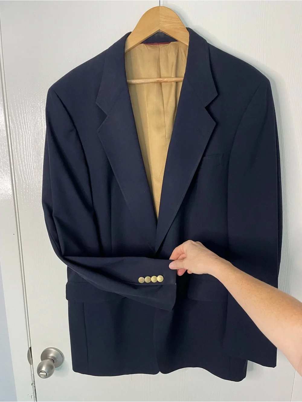 Hart Schaffner & Marx Trumpeter Pure Virgin Wool Navy Blazer Brass Buttons
